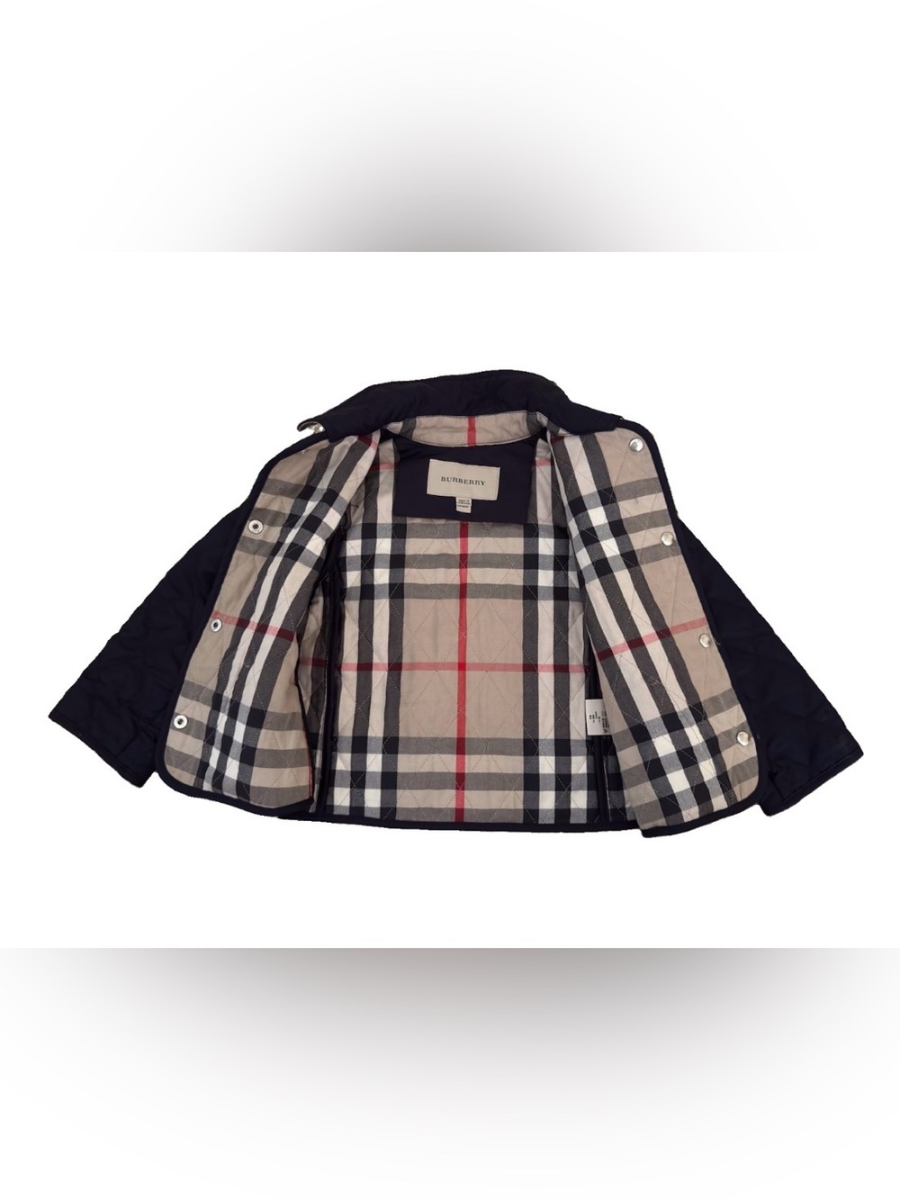 Burberry Baby Quilted Jacket 3Y Navy Blue Diamond Vintage Nova Check Lining